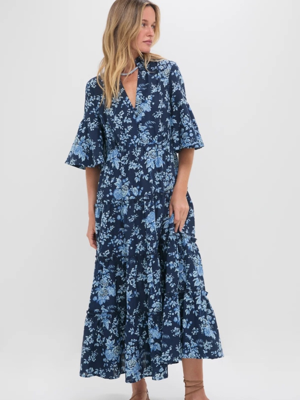 Tuckernuck Twilight Garden Jenna Dress Blue Floral Size L - Picture 5 of 7